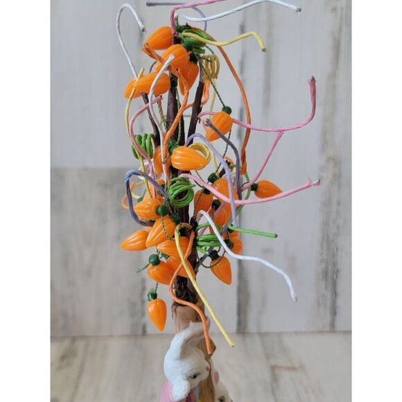 E.U. Easter Bunny carrot tree Ceramic figure chick family spring - Picture 11 of 12